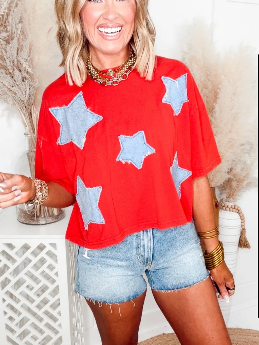 Sparkle Tallahassee NWTs The Starstruck Patch Top Red Size Large